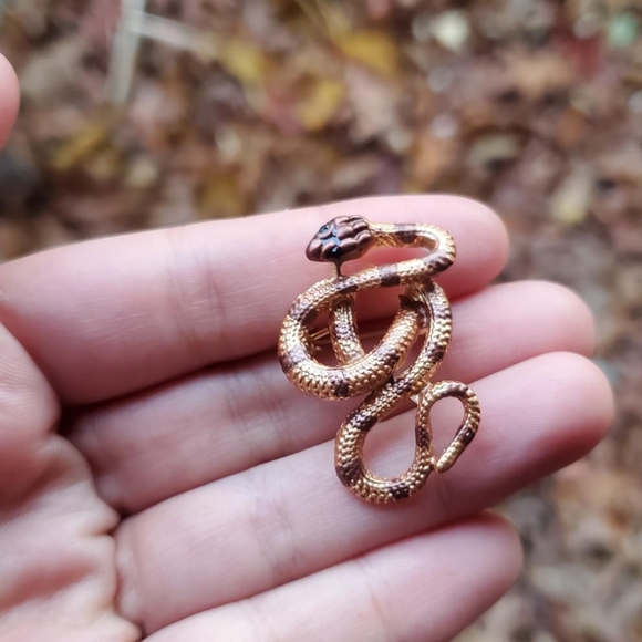 NWOT Gold & Brown Snake Brooch - Picture 3 of 5